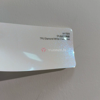 Auto Color Change Film – film, white to red, gold, blue - tpu-diamond-white-charming-blue-15215m