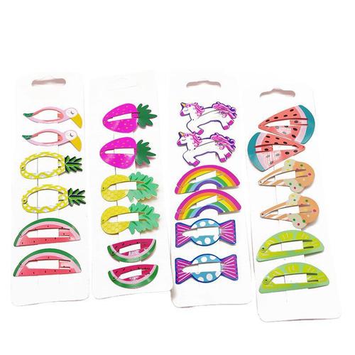 Korean printed cute children's hairpin girls paint princess cartoon bb clip Korean fruit hairpin hair accessories set