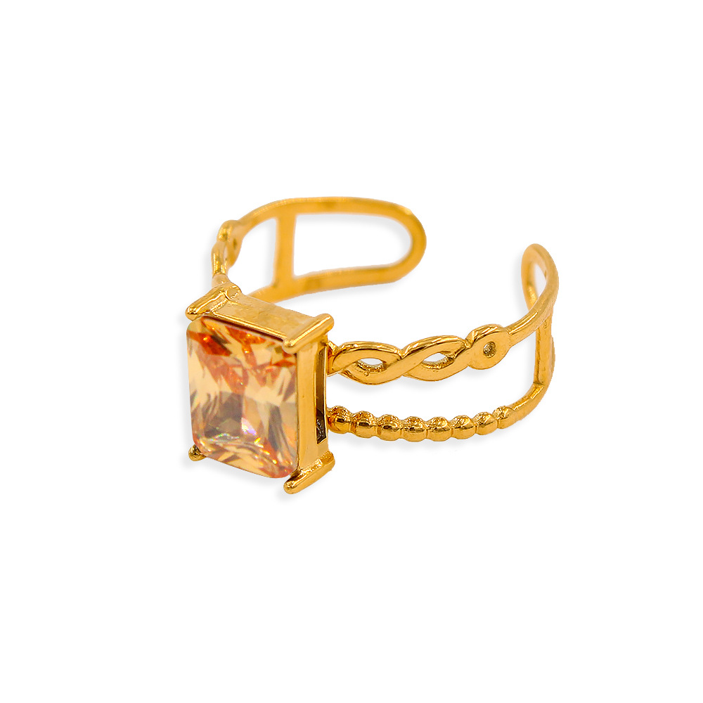 Simple Style Geometric Stainless Steel Plating Zircon Open Ring 1 Piece