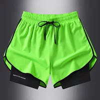 Спортивные шорты Мужские американские фитнес-беговые брюки с поддельными двумя тренировками