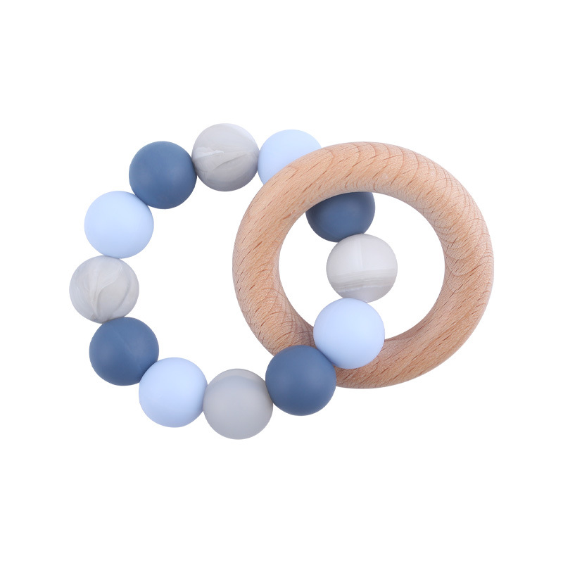 Nuevo bebé chupete cadena creativa DIY cuentas de silicona mordedura dientes pulsera de goma juguete conjunto de dos piezas