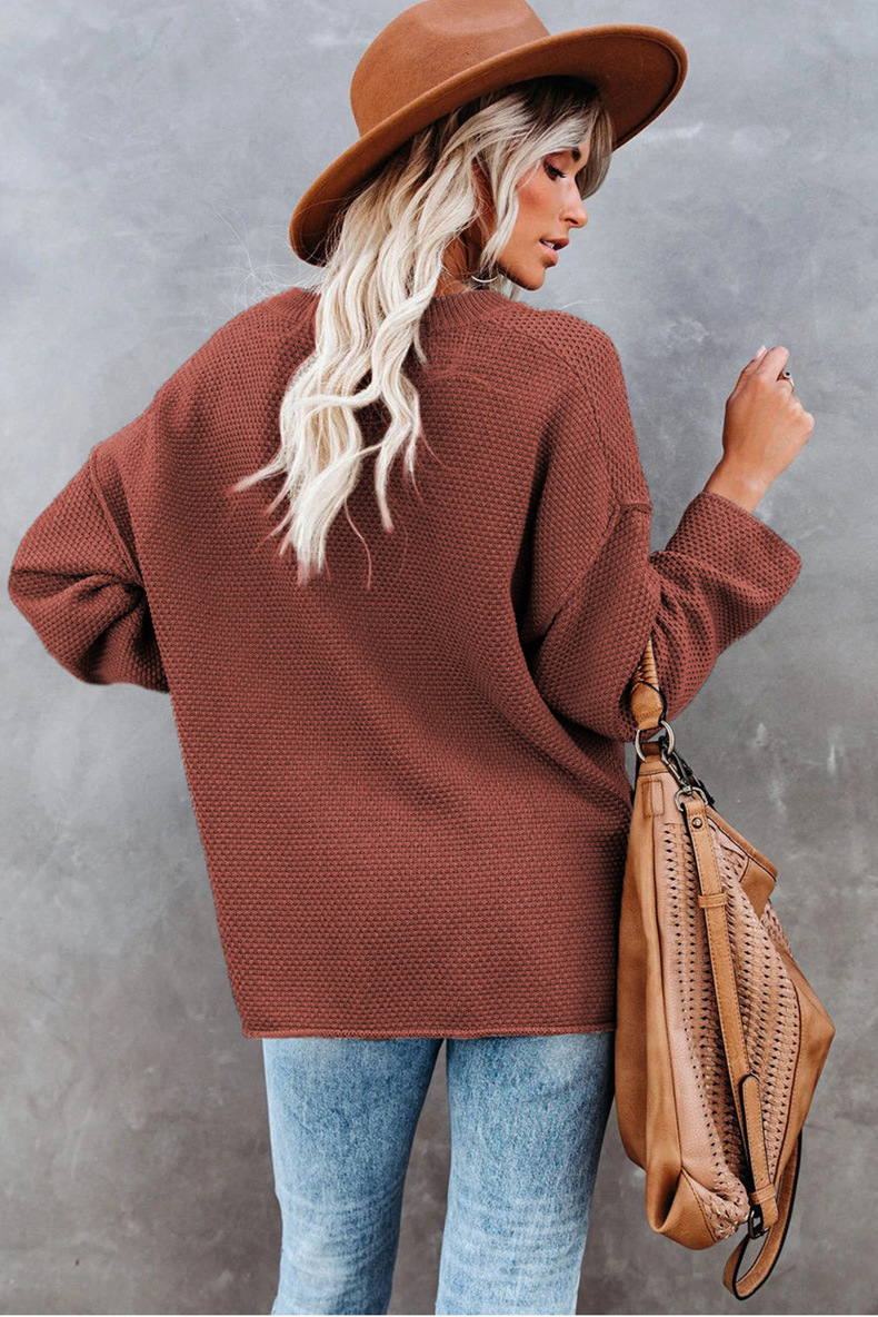 Solid Color Long Sleeve Buttoned Sweater NSQSY86999