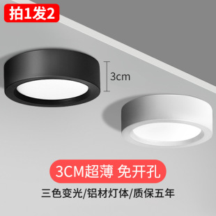 Triac Ceiling Lamp Mini Small Round Lamp Entrance Corridor Aisle Lamp Ultra-Thin Surface-Mounted Downlight Bay Window Balcony Super Bright