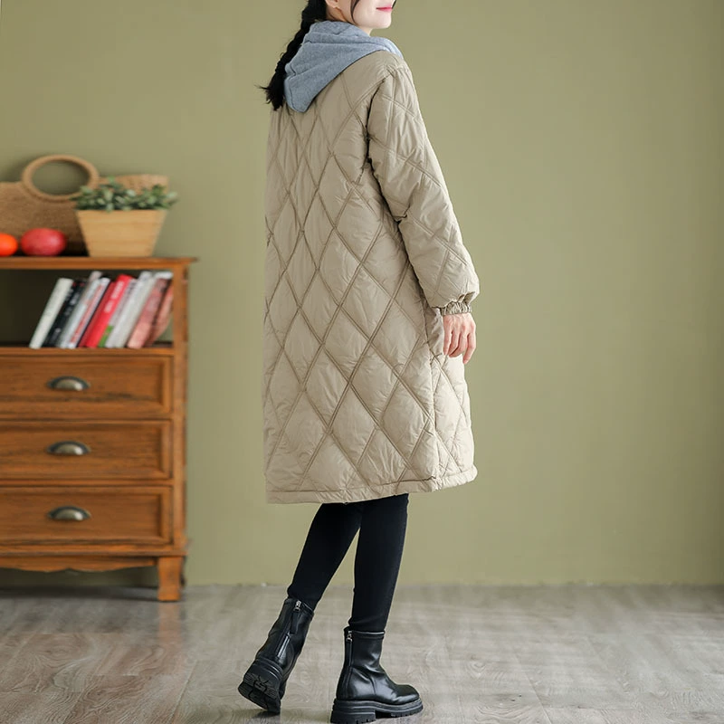 Down jacket, quilted long hat, 2023, plus size, increased thickness, mid-length