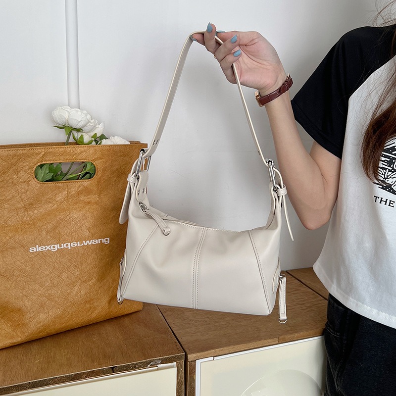 Borsa in stile retrò europeo e americano 2025 per ragazze alla moda, borsa a tracolla in pelle con cerniera dal design ricercato._voghion.com