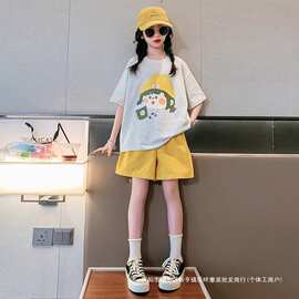女童夏季短袖短裤运动服套装中大童时髦洋气夏款儿童韩版休闲夏装