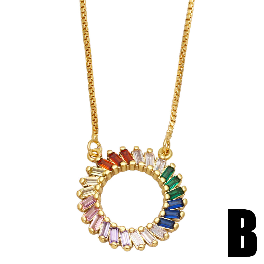 Fashion Round Copper Pendant Necklace Inlay Zircon Copper Necklaces