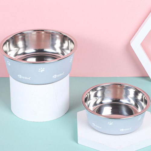 Anti-slip stainless steel bowl plastic double-layer pet bowl cross-border suction stainless steel dog bowl pet food bowl wholesale