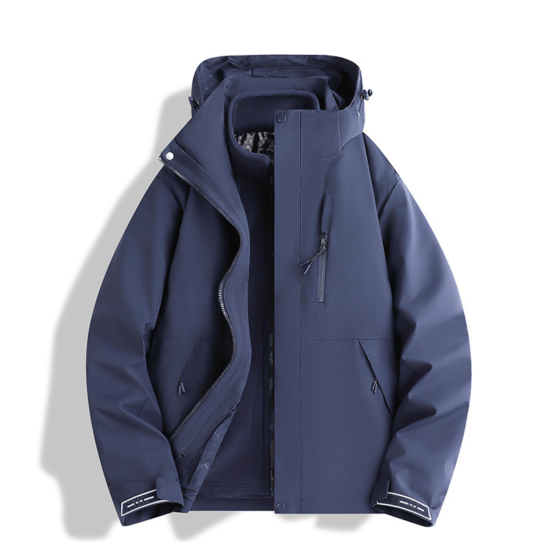 2025新款男石墨烯内胆冲锋衣三合一可拆卸保暖加绒加厚女登山服潮|undefined