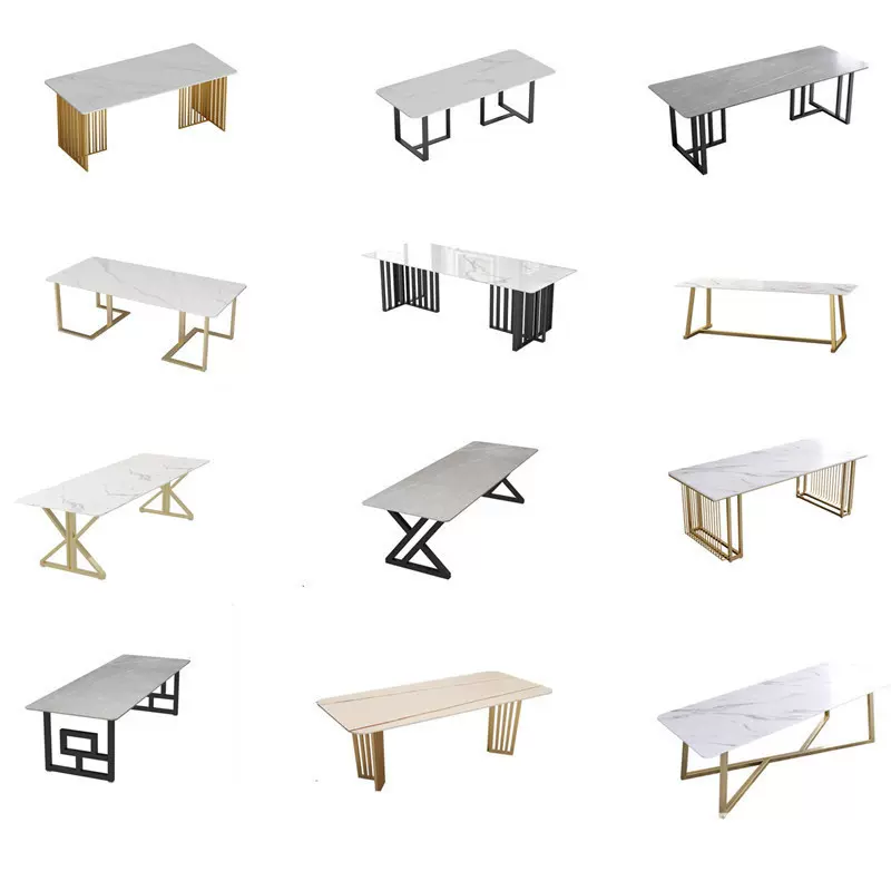 现代简约岩板办公桌长方形办公室会议桌不锈钢桌脚长条桌工作培训