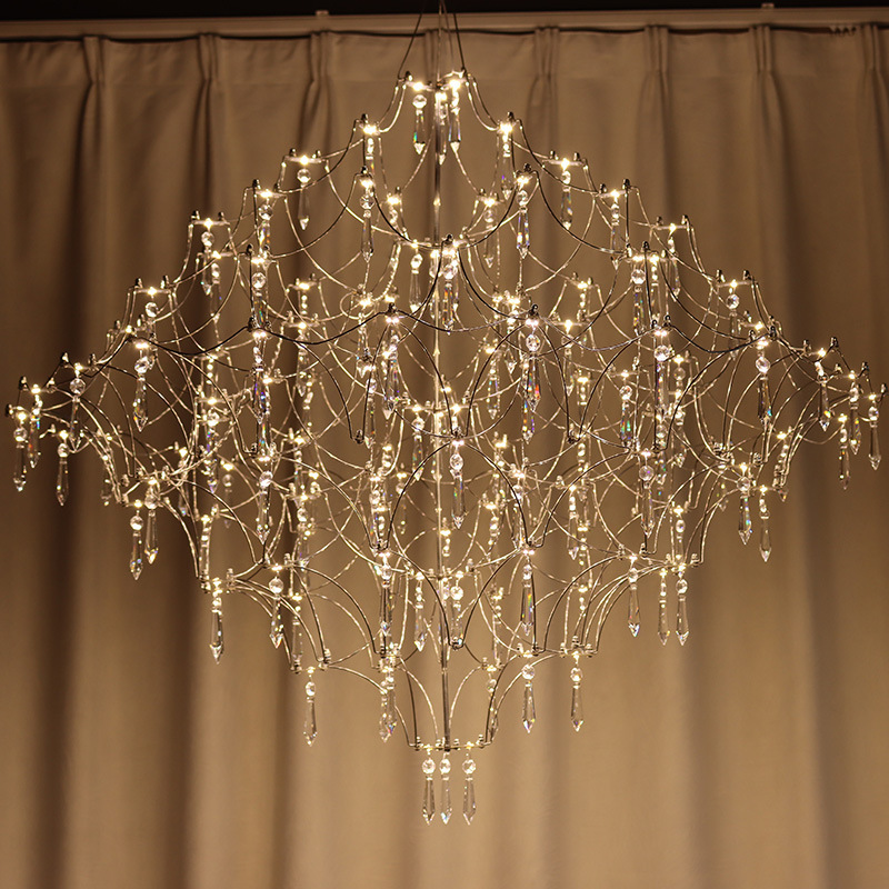 Villa Stairwell Duplex Living Room Stairwell Light Cube Crystal Chandelier Personalized Firefly Model Room Exhibition Hall Light Villa Stairwell Duplex Living Room Stairwell Light Cube Crystal Chandelier Personalized Firefly Model Room Exhibition Hall Light