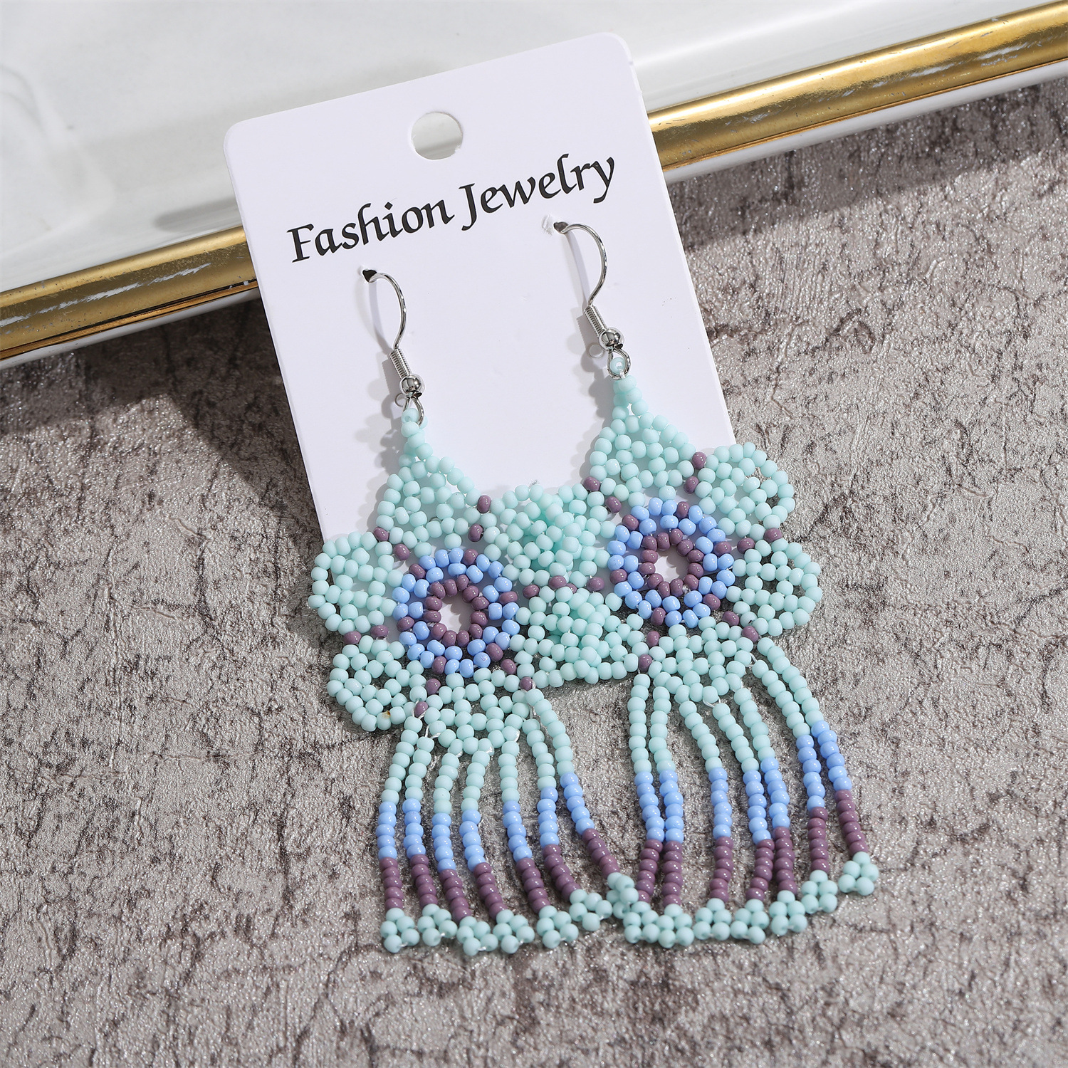 Flower Pattern Women'S Gender Ethnic Style Flower Alloy Seed Bead Patchwork Women's Drop Earrings