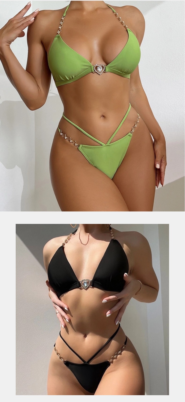 126g Weight Sexy Feel Of Sensation Low Waist Panties Waist Briefs Panties Style Spandex, Nylon Fabric Type Women's Solid Color 2 Pieces Set Bikinis Swimwear