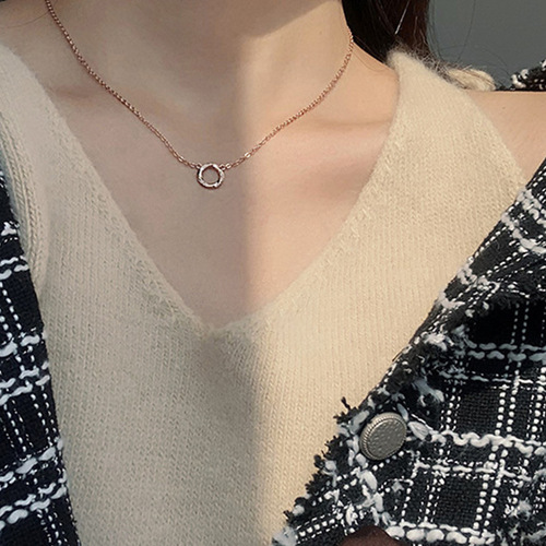 Korean-style diamond hoop necklace, women's Instagram irregular temperament fashionable minimalist niche pendant necklace choker
