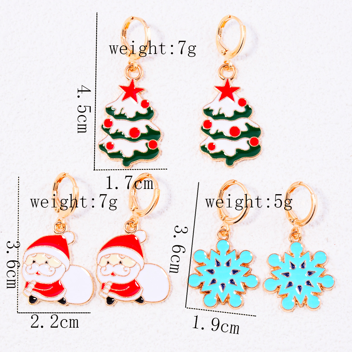 10g Weight Cute Snowflake Drop Earrings