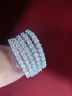 Platinum High-End Jewelry Luxury Pt Platinum Inlaid 40-Point Diamond Row Ring Jewelry Douyin Jewelry Wholesale Dropshipping