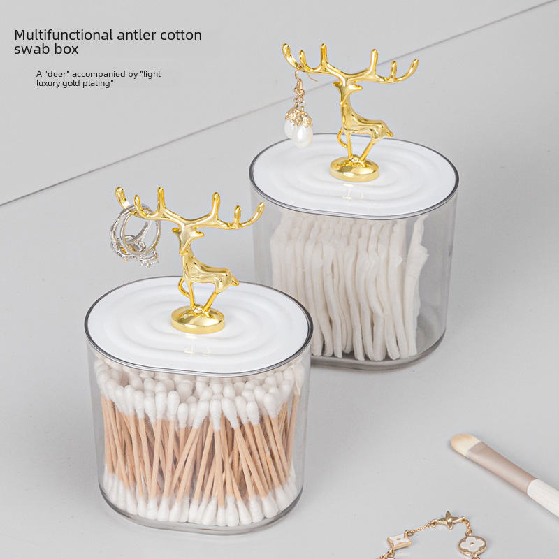 Hollywood desk makeup cotton storage box bedroom cotton swab box lipstick storage box transparent plastic with lid storage rack