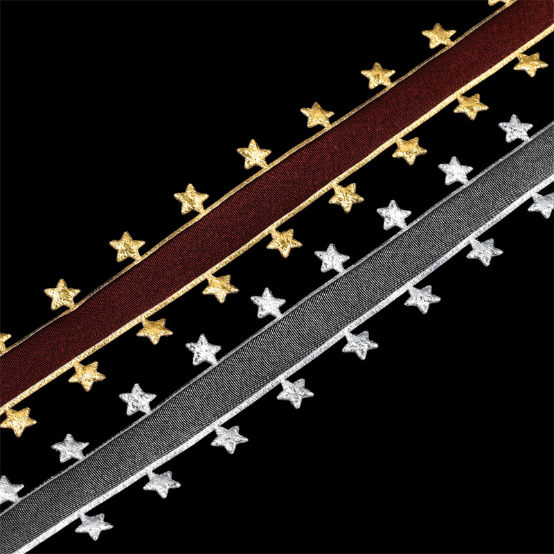 Nuevo transfronterizo imitación de cuero en relieve pentagramas cinta de nieve decoración de vacaciones embalaje de regalos cinta de navidad 15 metros