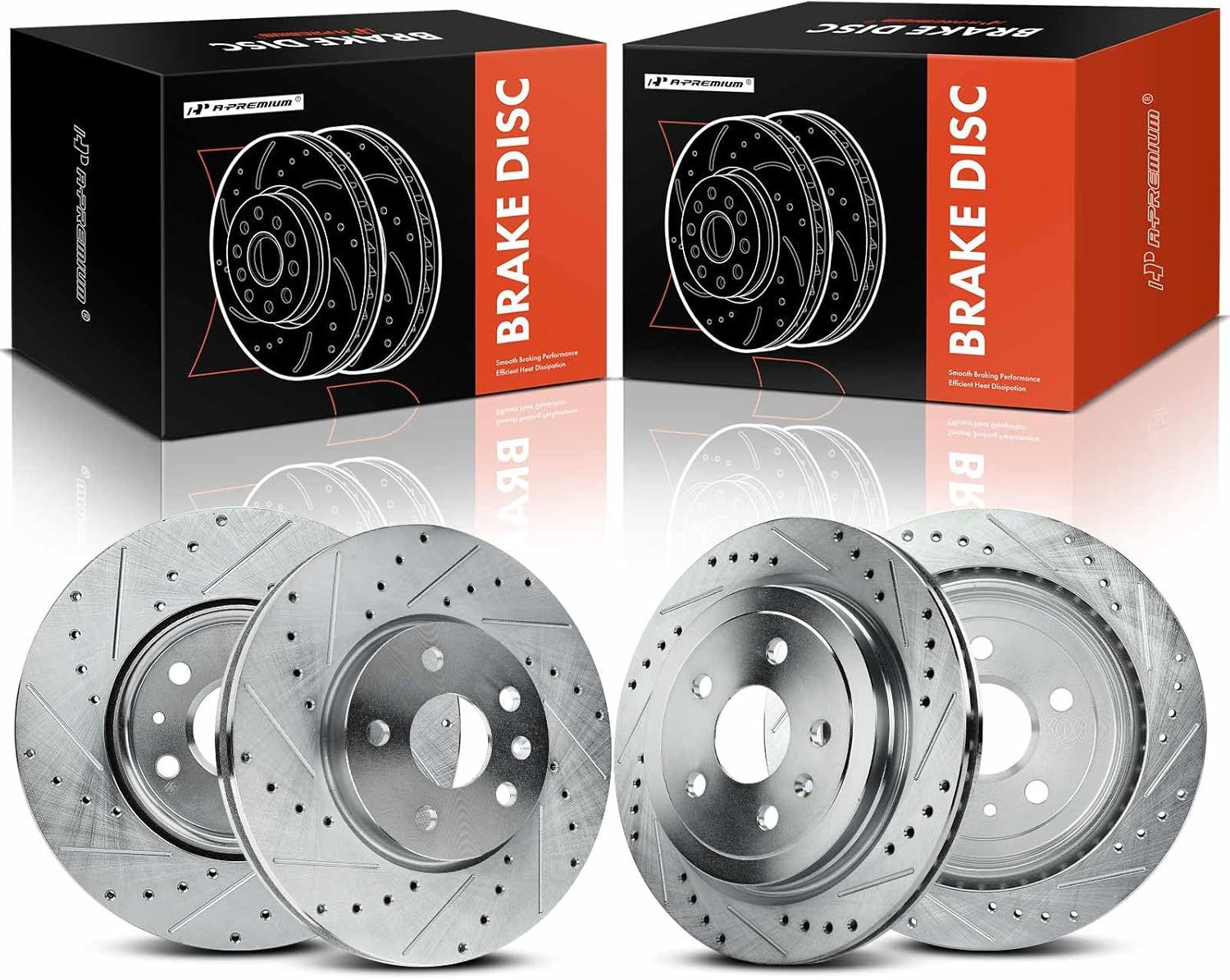 A-Premium Front and Rear Drilled and Slotted Disc Brake Roto
