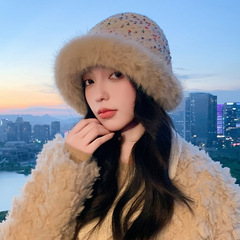 冬季帽子女七彩针织毛线帽加厚保暖蒙古帽大头围显脸小百搭毛绒帽