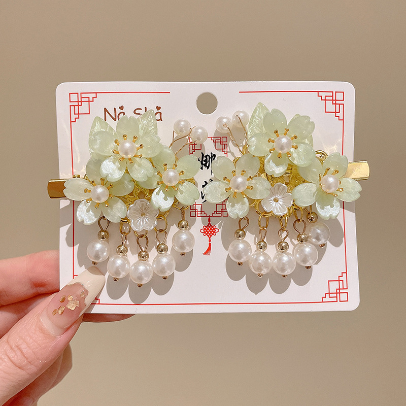 Hanfu tocado de cabello de niñas bordas vestidos antiguos para el cabello de niñas tarjetas de cabello de niñas vestidos antiguos accesorios princesas niñas clips para el cabello