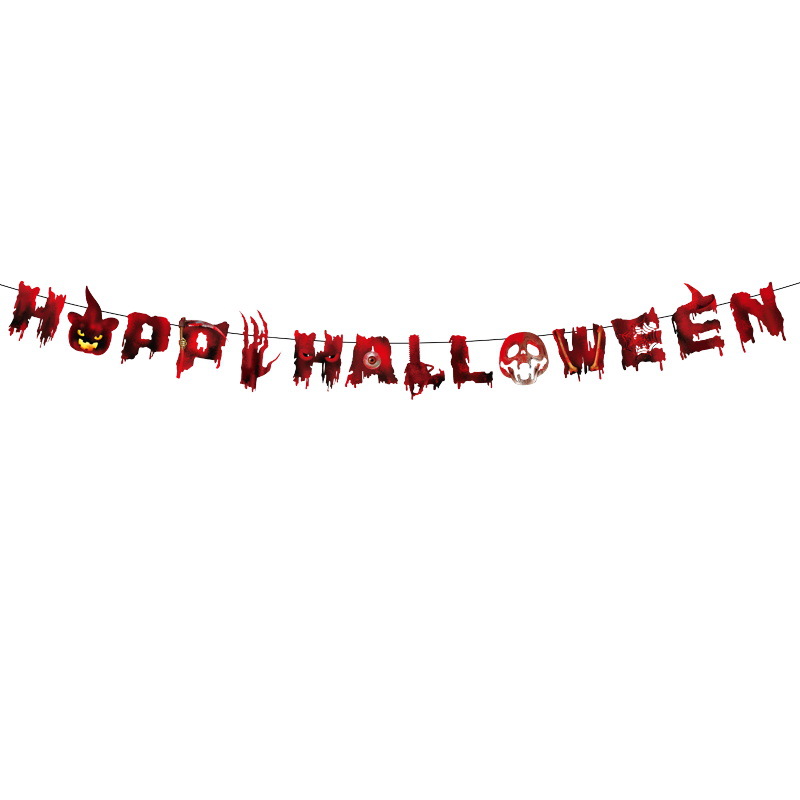Nuevo Halloween transfronterizo, bandera, calabaza, bruja, fiesta KTV, decoración de papel, decoración del festival de fantasmas, accesorios
