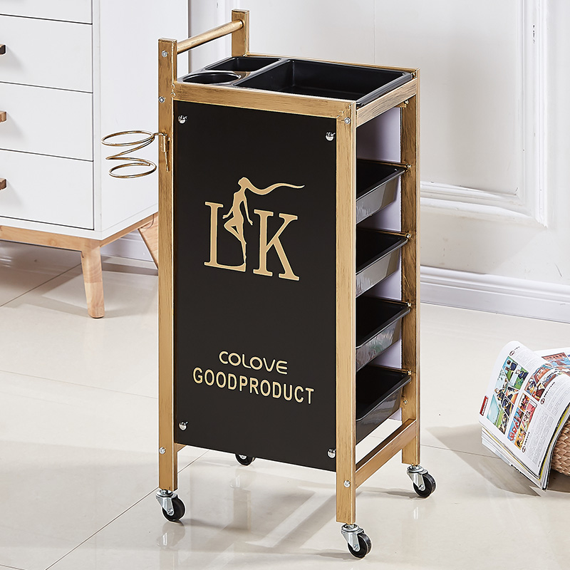 レトロ理髪カートヘアサロントロリーバーバー理髪店パーマ染料ツールカート美容トロリー