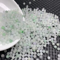 翡翠巴山翠氷種小玉玉散珠ビーズdiy部品アクセサリーイヤリング手作り材料4mm玉