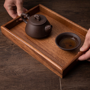 Japanese-style walnut tray household tea tray tea serving tray tea cup restaurant coffee storage tray solid wood plate large