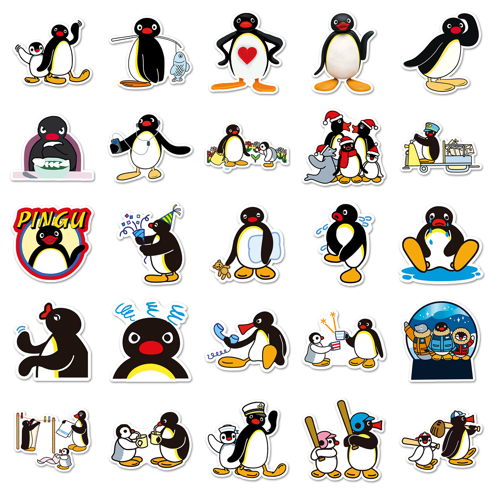 50张pingu卡通可爱动画企鹅家族韩国ins风装饰水杯手机壳滴胶贴纸-阿里巴巴
