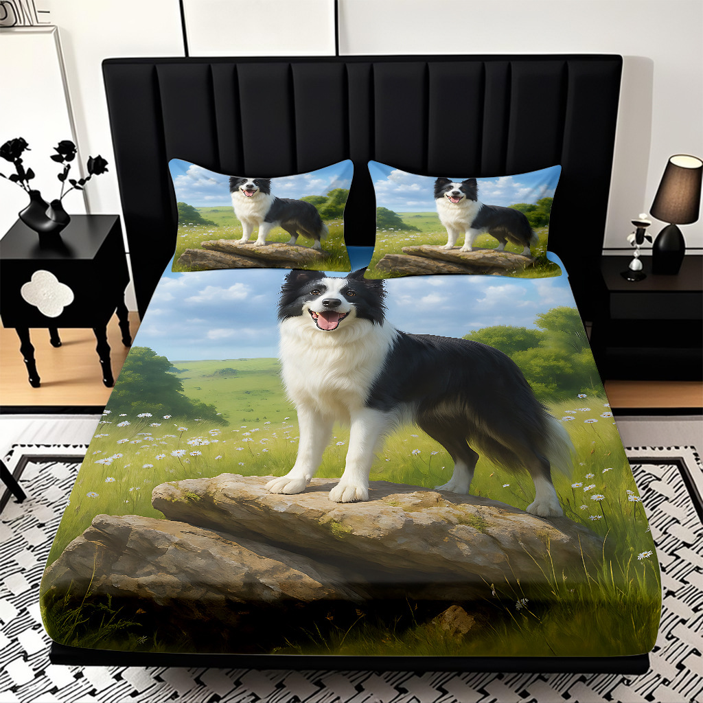 TEMU / JIT comercio exterior transfronterizo textil doméstico lindo perro 3D impresión digital cama cama cama cama kit de cama de cama vendida directa fábrica