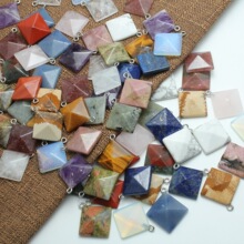25x28x7mm天然半宝石水晶对角小吊坠饰品配件项链挂件