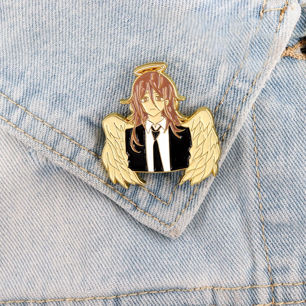 Chainsaw Man Angel Demon Enamel Brooch Denji Power Fan Art Metal Badge Anime Backpack Decoration Pin