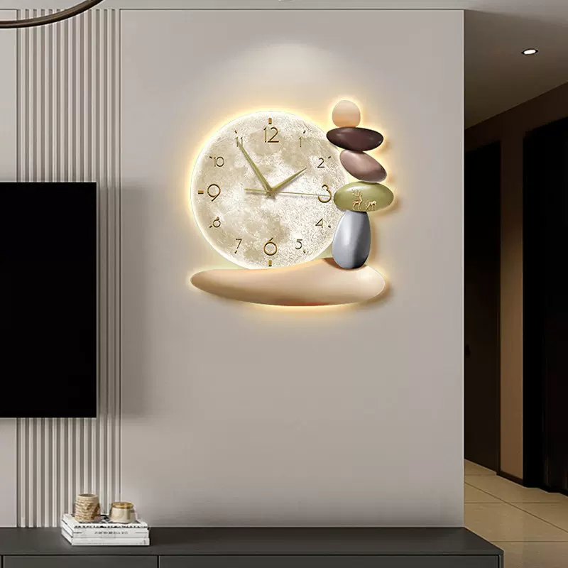 石来运转钟表挂钟客厅创意新款电视背景墙装饰家用静音时钟挂墙表