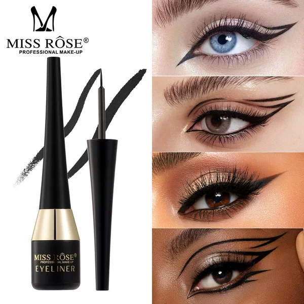 Miss Rose Cross-Border Black Liquid Eyeliner Waterproof, Delicate, Long-Lasting and Rich Single-Color Eyeliner Eye Makeup Liquid Eyeliner Pen