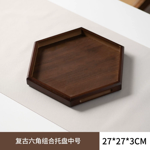 27*27*3 walnut color hexagonal flat plate