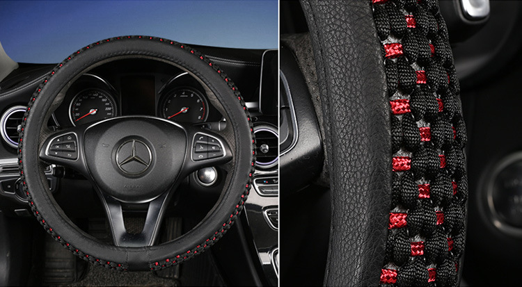 Factory Direct Sales Ice Silk Breathable Anti-Slip Steering Wheel Cover Four-Season Universal Car Handlebar Cover Cross-Border E-Commerce Amazon