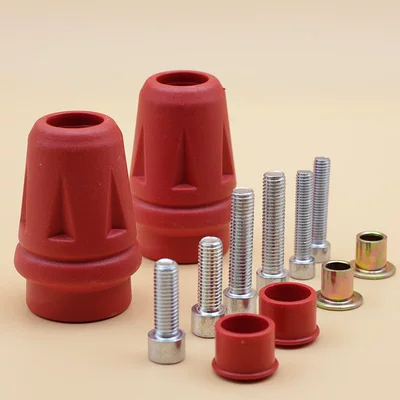 Bar Rubber Ball Head: Motorcycle bumper - red-pair-with-6-screws