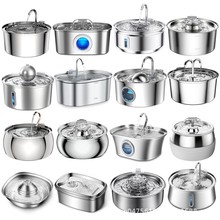 新品亚马逊不锈钢宠物饮水机英文中性猫咪喂水器狗狗饮水器猫粮