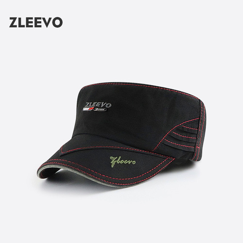 Yangguan/ZLEEVO Washed and Distressed Flat Top Hat Men's Sun Hat Women's Outdoor Leisure Military Hat Factory Direct Sales