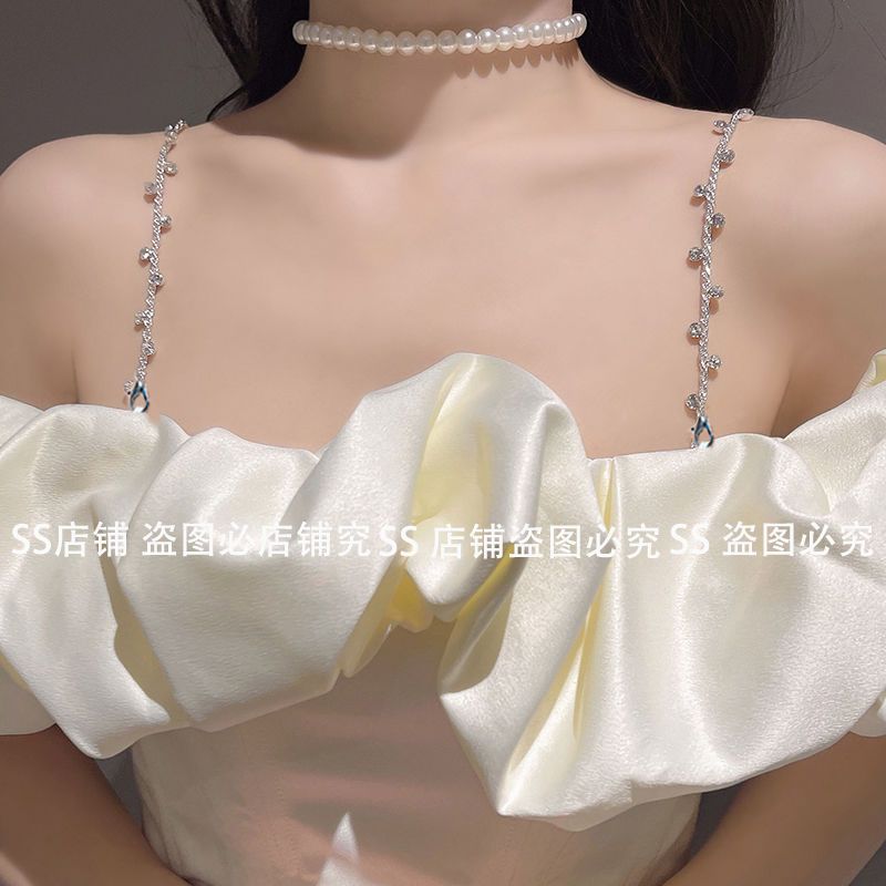 Cordillera de hombro cadena de ropa de abrigo ajustable reemplazable accesorios de diamante de pecho expuestos ropa de perlas