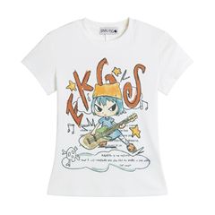 アメリカのギャルのレトロな漫画の落書きの正肩の半袖のtシャツの女性の夏の修身の小さい背はやせています。