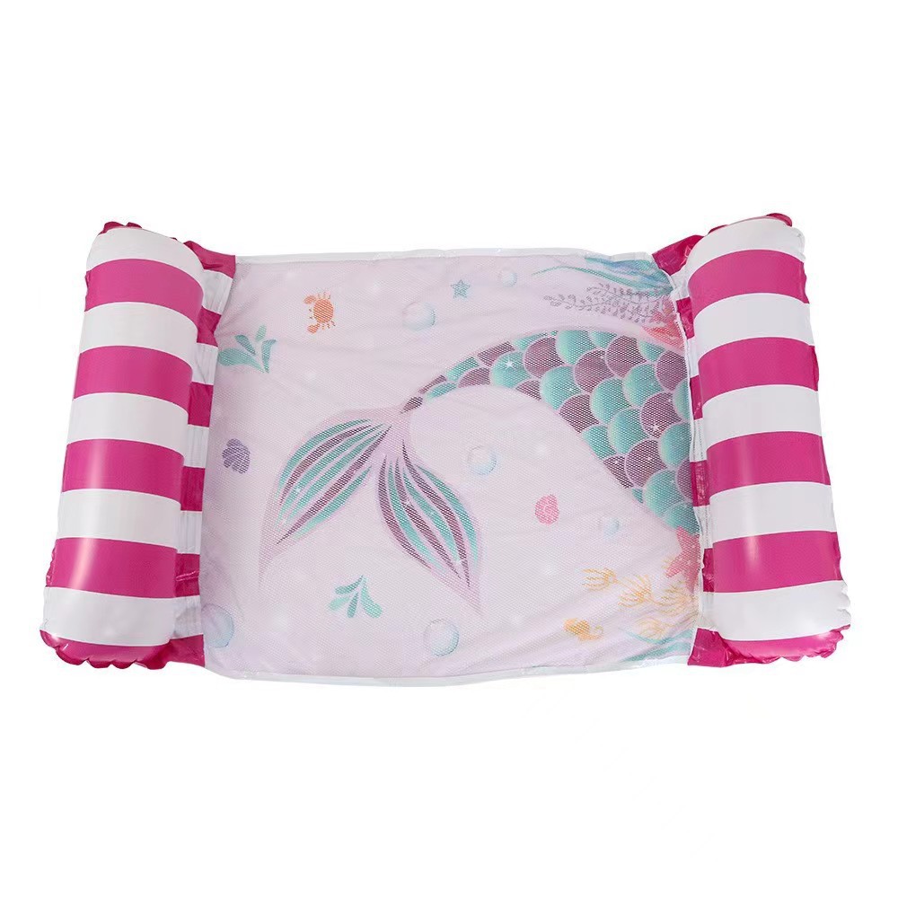 Inventario de PVC infláble impresión de agua flotante piscina flotante tela de suspensión infláble cama flotante plegable rayas sillón