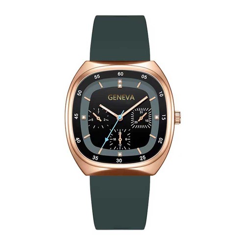 Fashion Couple Men and Women Same Style Silicone Digital Night Light Versatile Quartz Watch Non-Mechanical Small Green Table Watch
