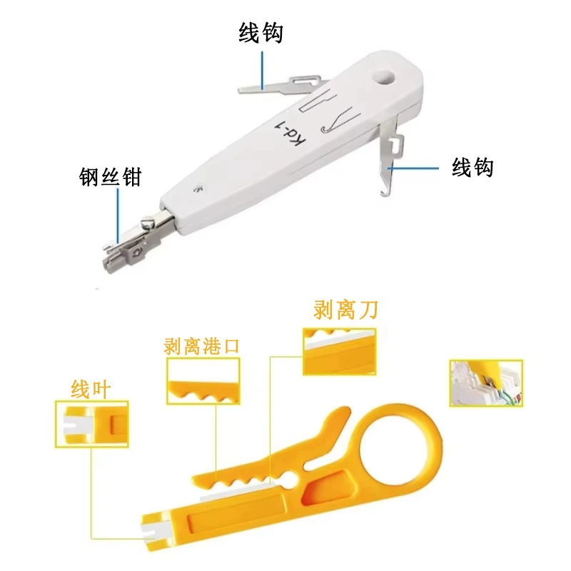 Network Tool Kit Hole Punch Crimp Cable Tester Wire Stripper Cutting Tool Set Crimp Wiring Terminal
