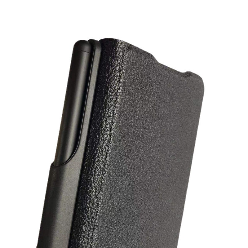 Suitable for Samsung Zfold3 Mobile Phone Case Anti-Fall Multi-Color Business Simple Leather Case Flip Cover with Pen Fold3 Protective Case