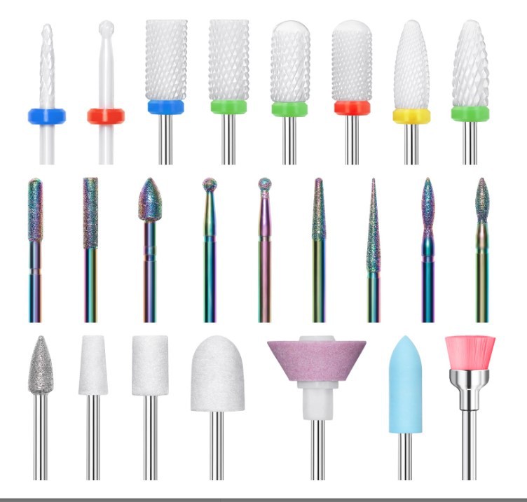 Unidad de pulido de uñas, taladro eléctrico de uñas, 10 piezas de cerámica, aleación de aluminio, acero, herramienta de pulido de piel muerta.