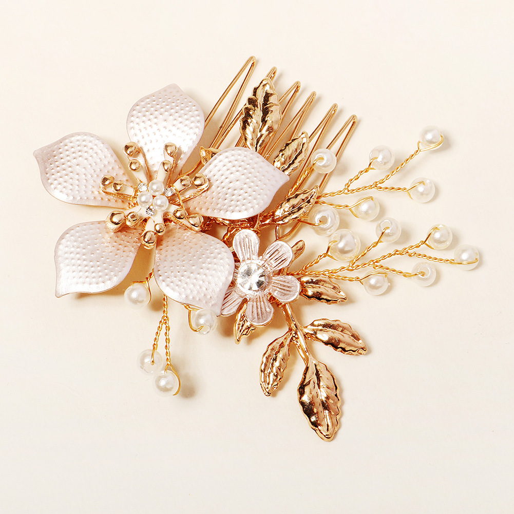 nouveaux bijoux de mariage mode perle insert peigne robe de marie accessoires fleur peigne de mariepicture4