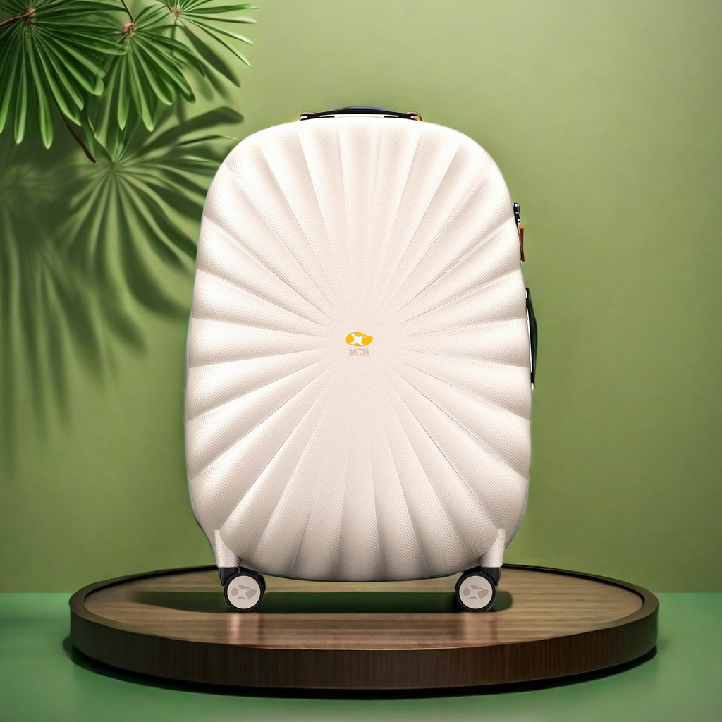 Vali nhựa PC vỏ sò dây kéo 22-24 inch bánh xe đa năng khóa hải quan — Trắng ngọc trai chi tiết 1