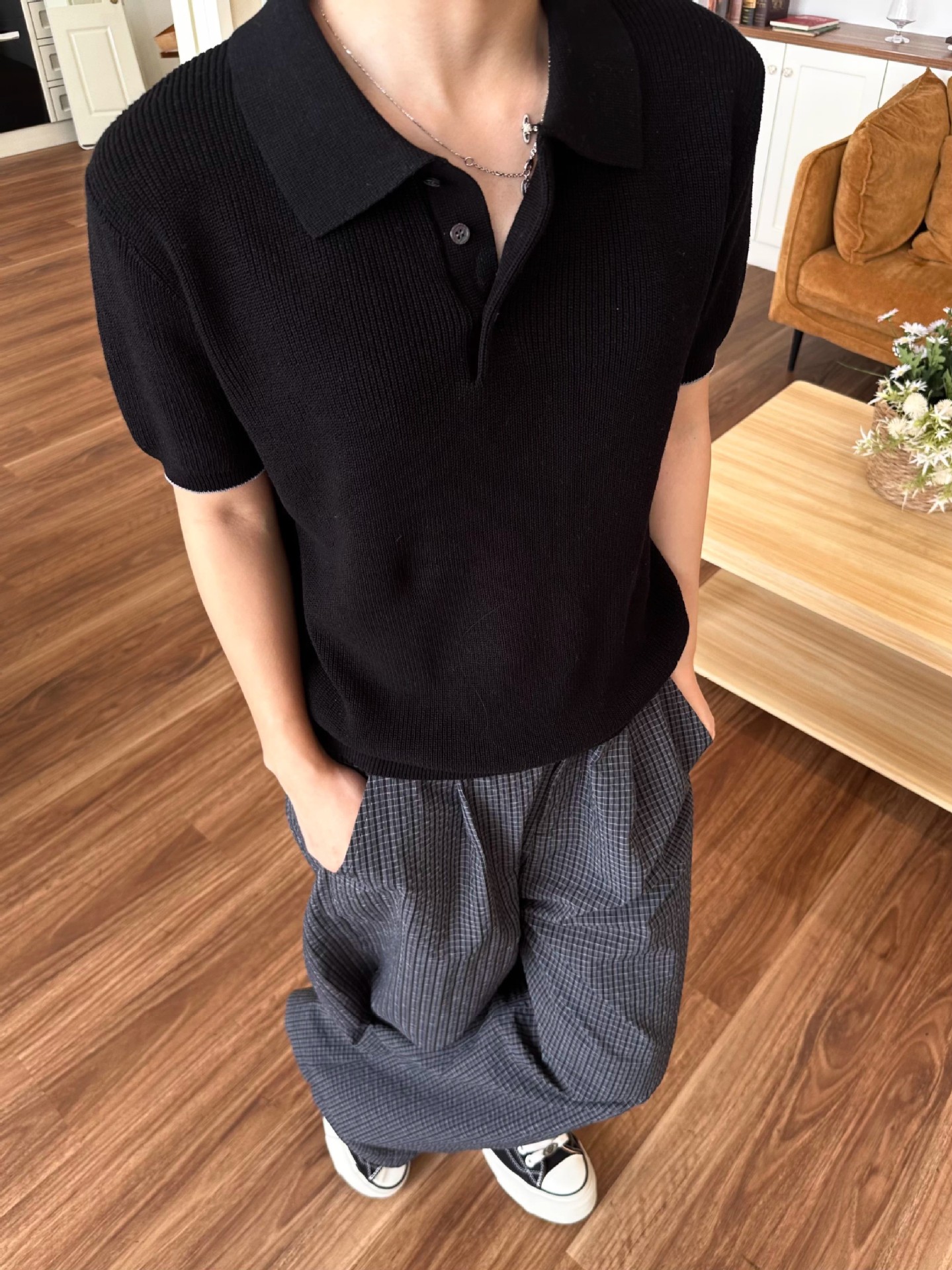 Gestricktes Polohemd Für Damen Und Herren Baumwolle Leinen Blumen_voghion.com